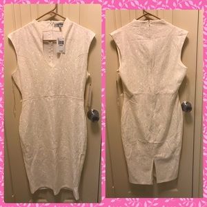 Bonded Lace White Midi Dress